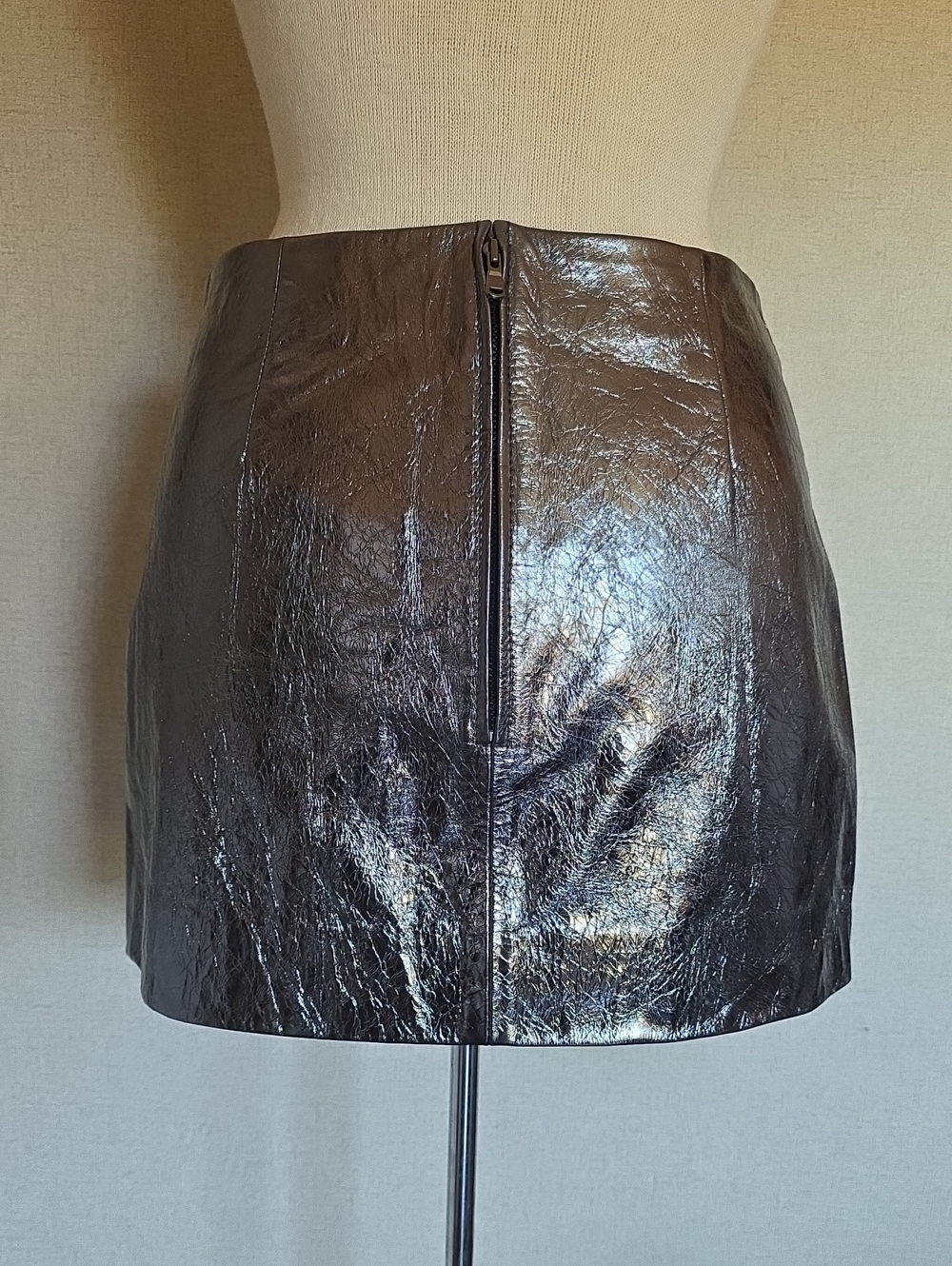 Renggli Gunmetal Foil Leather Skirt - Picture 5 of 9